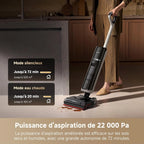DREAME H15 Pro Heat Aspirateur Laveur, Nettoyage des sols à 85 °C, bras robotisé IA GapFree, capteur RVB intelligent, 22 kPa, 0 nœuds, lavage brosse à 100°C, séchage en 5 min à 90°C,contrôle par appli