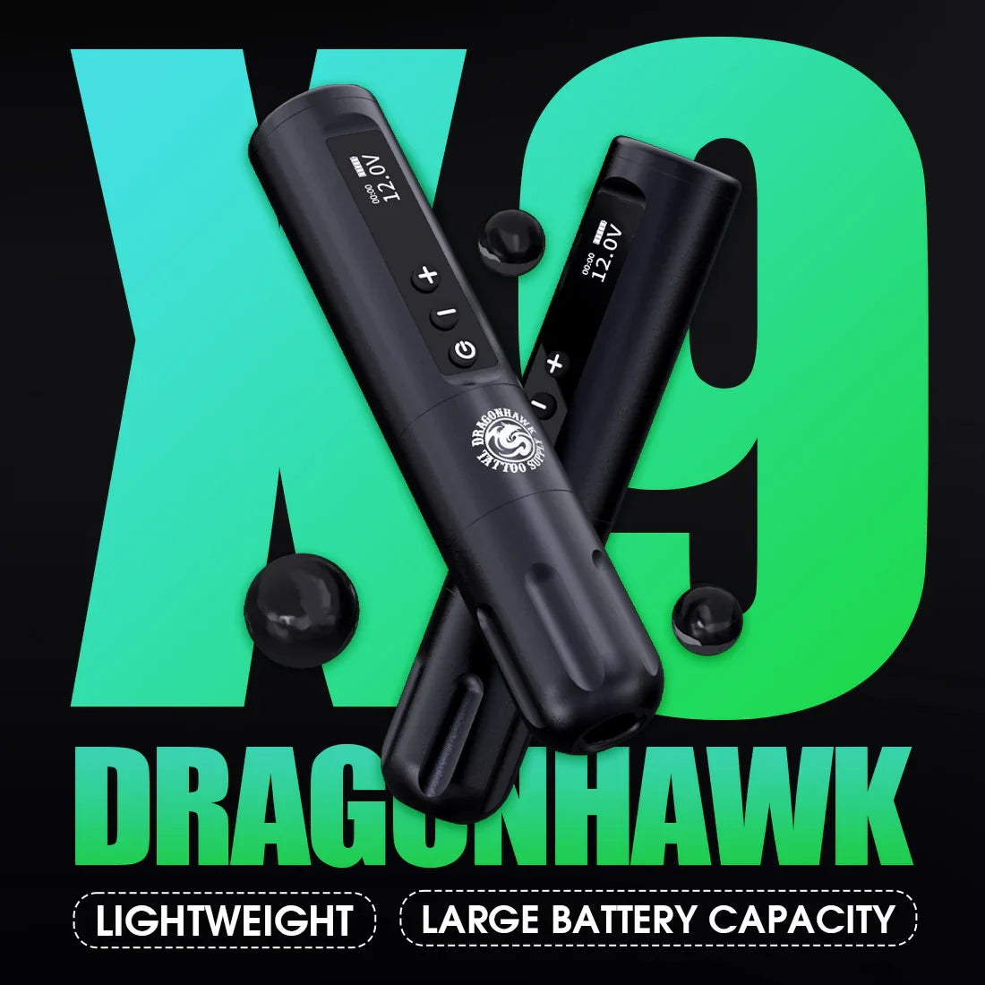 Kit de Máquina de Tatuaje Inalámbrica Dragonhawk X9 con Motor Mcore-L1 – Horas de Trabajo Extremadamente Largas