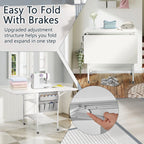 Height Adjustable Craft Table with Storage Shelves, Mobile Folding Cutting Table for Home Office Sewing Room Craft Room