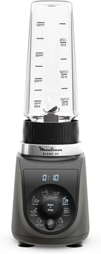 Moulinex Blend Up, Mini blender puissant, 1 000 W, 8 programmes automatiques, Glace pilée LM19H4F0, Gris Etain