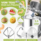 KESSER Robot de cuisine universel 3 en 1 K-KM 3000 avec hachoir à viande, pétrisseur, mélangeur multifonction, bol de 5,5 l avec 3 outils mélangeurs, presse-agrumes 1,5 l, kit d'accessoires, pâtes et