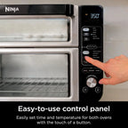 Ninja - Four double intelligent 12 en 1 DCT451 avec FlexDoor, thermomètre, FlavorSeal, finition intelligente, convection supérieure rapide et fond frit à l'air, acier inoxydable