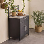 Cocina Exterior De Acero 1 Cajón Y 2 Puertas, 80cm, Negro