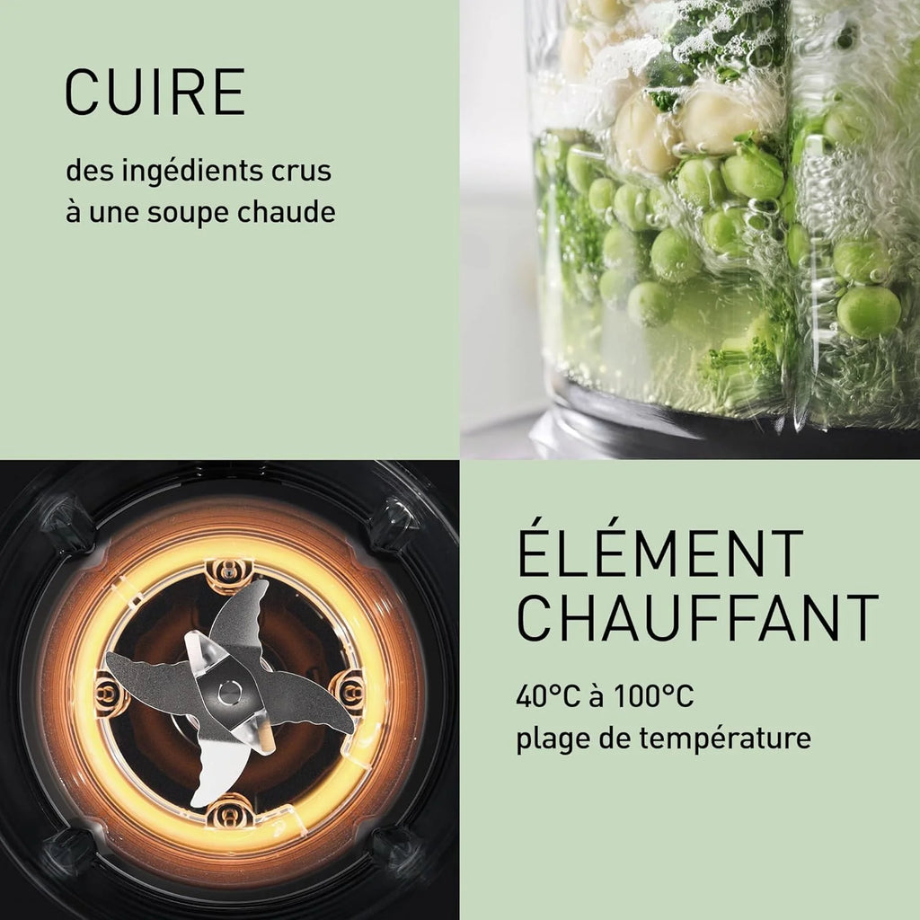 Panasonic MX-HG4401KXE Blender Chauffant, 1.2L, 800W, Chaud et Froid, 9 modes Automatiques, 10 Vitesses, Minuterie, Maintien au Chaud, Nettoyage Automatique, Noir et or Rose