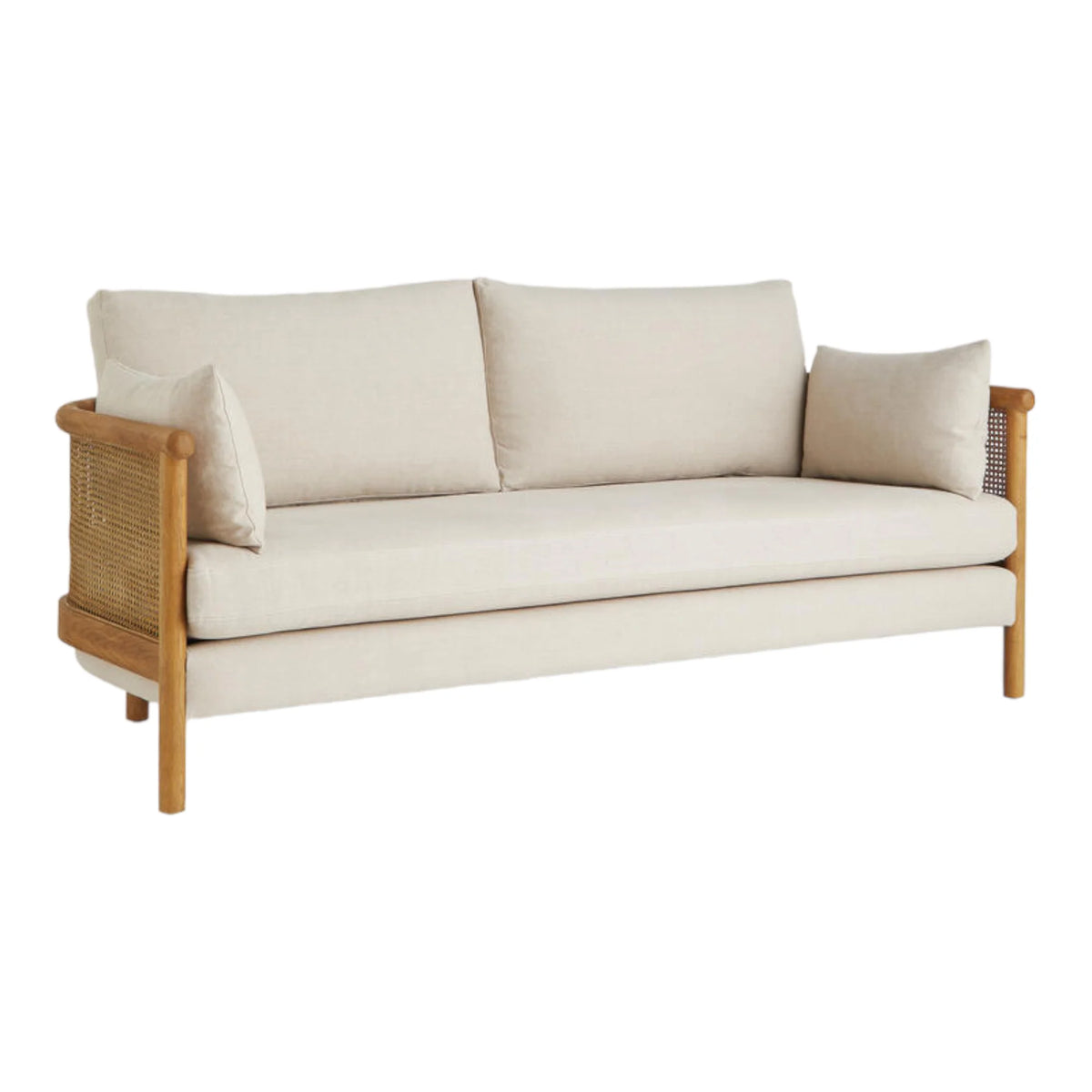 Manora 3 Seater Oak Wood & Rattan Sofa