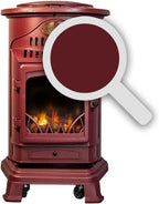 Universal poêle à gaz Provence 3,4 kW rouge, effet poêle à bois en fonte véritable, chauffage d’appoint avec tuyau gaz et détendeur
