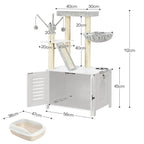 HOOBRO Arbre à Chat avec Maison de Litière pour Chat, Maison pour Chat en Bois avec Tour à Chat, Grège