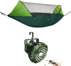 Hamaca de Camping AYAMAYA con Mosquitera y Toldo para el Sol + Ventilador Recargable para Camping con Luz LED