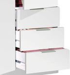 Habitdesign Three Door and Three Drawer Wardrobe Closet, Artic White Finish, Measurements: 121 cm (W) x 180 cm (H) x 52 cm (D)