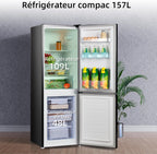 CHIQ Réfrigérateur congélateur bas FBM157L42 157L (109+48), Largeur 47cm, Low frost, 39 db, Portes réversibles, 12 ans de garantie sur le compresseur