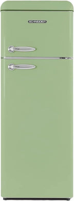 SCHNEIDER SCDD208VVA, Réfrigérateur 2 portes, 211L (172+39), Froid statique, Dégivrage automatique, 3 clayettes verre, Thermostat réglables, Pieds réglables,Vert amande