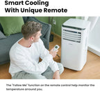 Climatiseur Mobile 9000 BTU/h 2,6kW, 3-EN-1 Refroidisseur Déshumidificateur Ventilateur, Fonction Follow me, Minuterie, Mode nuit, Pour salon et maison de 33㎡/88m³, MPPH-09CRN7, R290