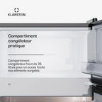 KLARSTEIN Big Daddy Cool - Frigo réfrigérateur, réfrigérateur combiné, Compartiment bouteilles, Bac légumes, Eclairage intérieur, Look moderne, Nettoyage facile, Pieds réglables, 86 L - Argent
