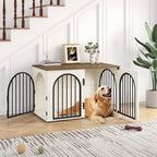 100cm Cage pour Chiens,Cage Chien de Taille Moyenne, Maisonnette pour Animaux,3 Portes, Porte arquée, 60 x 100 x 63 cm,Ivoire Clair