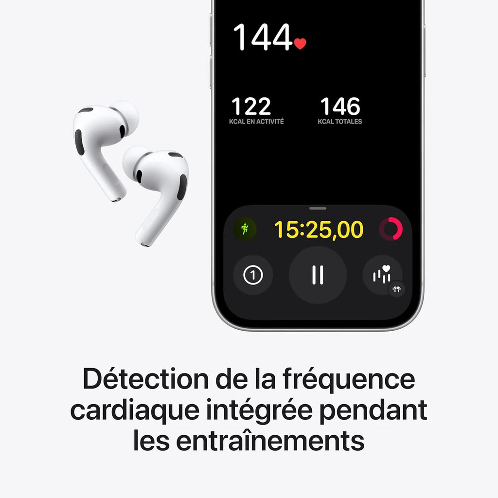 AirPods Pro 3 Écouteurs sans Fil, réduction Active du Bruit, détection de la fréquence Cardiaque, écouteurs Bluetooth, Audio Spatial, Son Haute-fidélité, Recharge USB-C