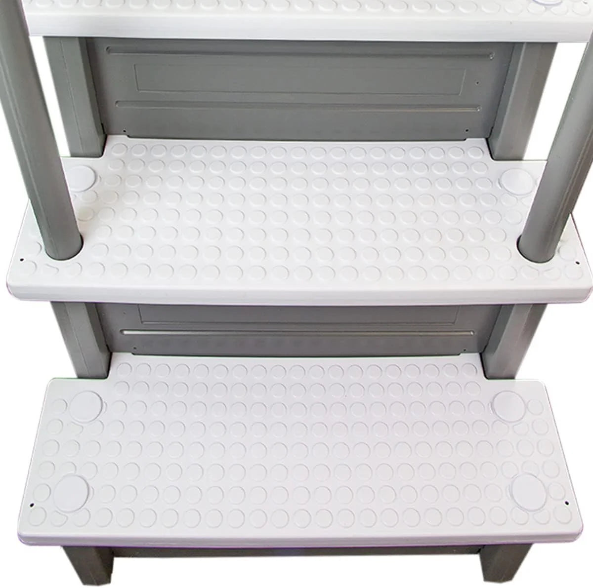 Escalones antideslizantes Aqua Select para piscinas elevadas | Azul | Para piscinas sobre tierra | Se pueden montar en terrazas de 48" a 54" de altura | Escalera de seguridad con capacidad hasta 250 lbs