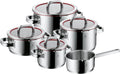 WMF Function 4 - Batería de Cocina 5 Piezas, Acero Inoxidable Apto para Inducción, 1 cacerola baja de 20 cm, 3 cacerolas altas de 16 cm, 20 cm y 24 cm con tapa, 1 cazo 16 cm