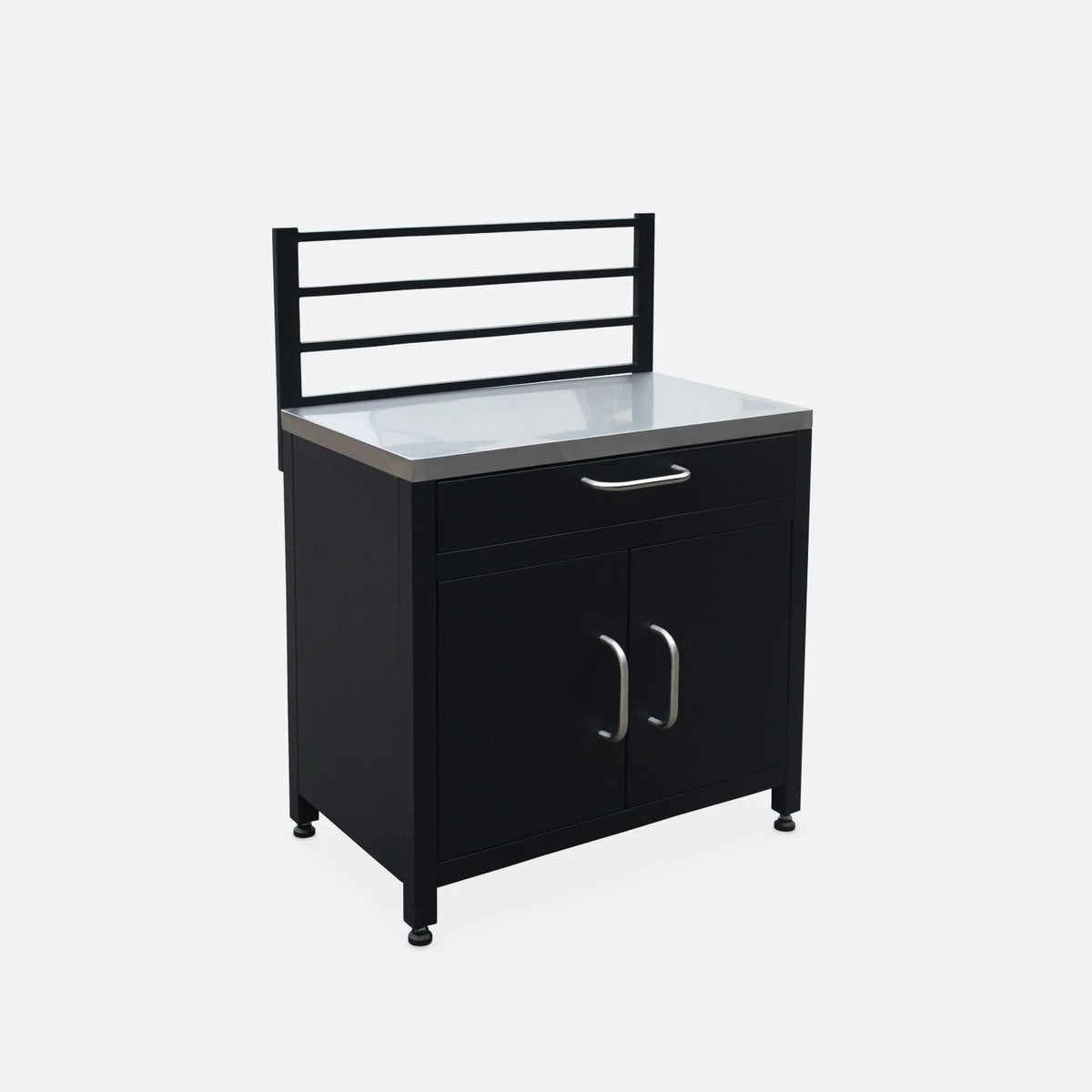 Cocina Exterior De Acero 1 Cajón Y 2 Puertas, 80cm, Negro