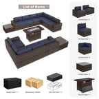 13 Pieces Patio Furniture Set with 44Fire Pit Table