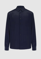 Chemise en crêpe fluide bleu marine