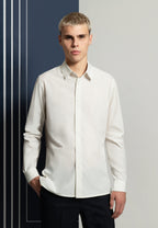 Chemise col français en popeline de coton ivoire