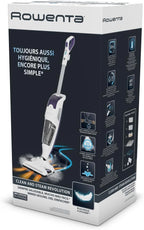Rowenta Nettoyeur vapeur, Aspire et lave simultanément, Elimine 99,9% des bactéries, Adapté à tous les types de sols, Sans détergent, Diffuseur d'huiles essentielles, Clean&Steam Revolution RY7731WH