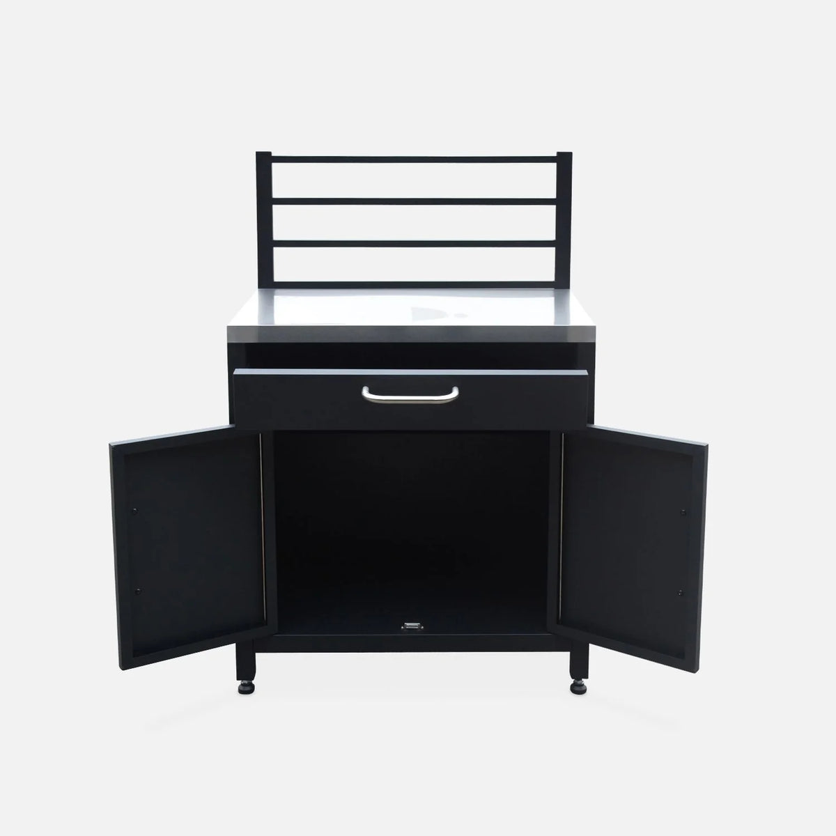 Cocina Exterior De Acero 1 Cajón Y 2 Puertas, 80cm, Negro
