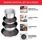 Tefal Ingenio Emotion Set of 3 Frying Pans 22/24/28 cm + 3 Saucepans 16/18/20 cm + Stew Pot 24 cm + Wok 26 cm + 12 Accessories | Induction Safe, Non-Stick, Dishwasher and Oven Safe