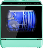 AIRMSEN Mini Lave-Vaisselle de Comptoir, 5+1 Programmes, Réservoir d'Eau de 5L, Contrôle Tactile et Écran LED, Adapté pour les Cuisines Familiales, Appartements et Dortoirs, Vert