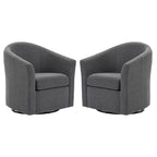 Set of 2 Modern Upholstered Swivel Barrel Chair Living Room Accent Chair