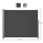 Store Latéral 160 x 400 cm, Brise-Vue Rétractable, Auvent extérieur, Résistant aux Intempéries, pour Jardin, Terrasse,Gris foncé