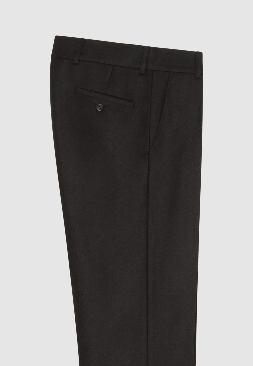 Pantalon droit en flanelle de laine noire