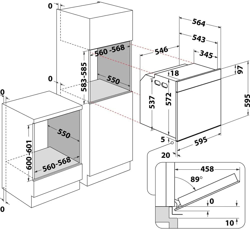 Four encastrable pyrolyse Whirlpool AKZ96290NB - Four multifonction Chaleur tournante ou pulsée / 73 litres / Classe A+ / Noir / Porte froide (4 vitres)