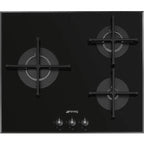 Placa Gas Smeg PV163B3 - 3 Fuegos, 60cm, Hierro Fundido, Negro