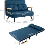 HOMCOM Sofa Bed 2 Seater Folding Sofa Bed Upholstered in Velvet with 5 Levels Adjustable Backrest and Padded Pillows for Office Bedroom Living Room 102 x 73 x 81 cm Beige