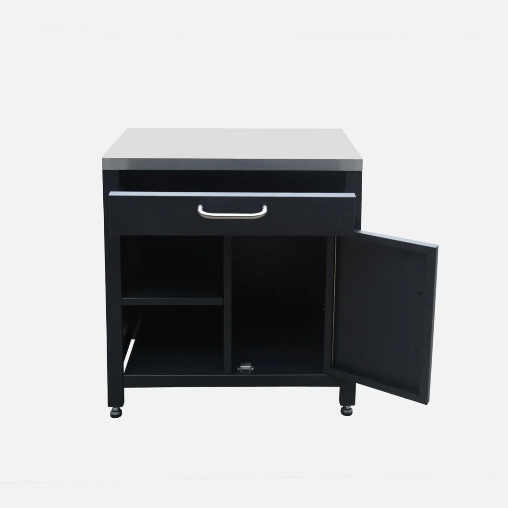 Cocina Exterior De Acero 1 Cajón Y 1 Puerta, 80cm, Negro