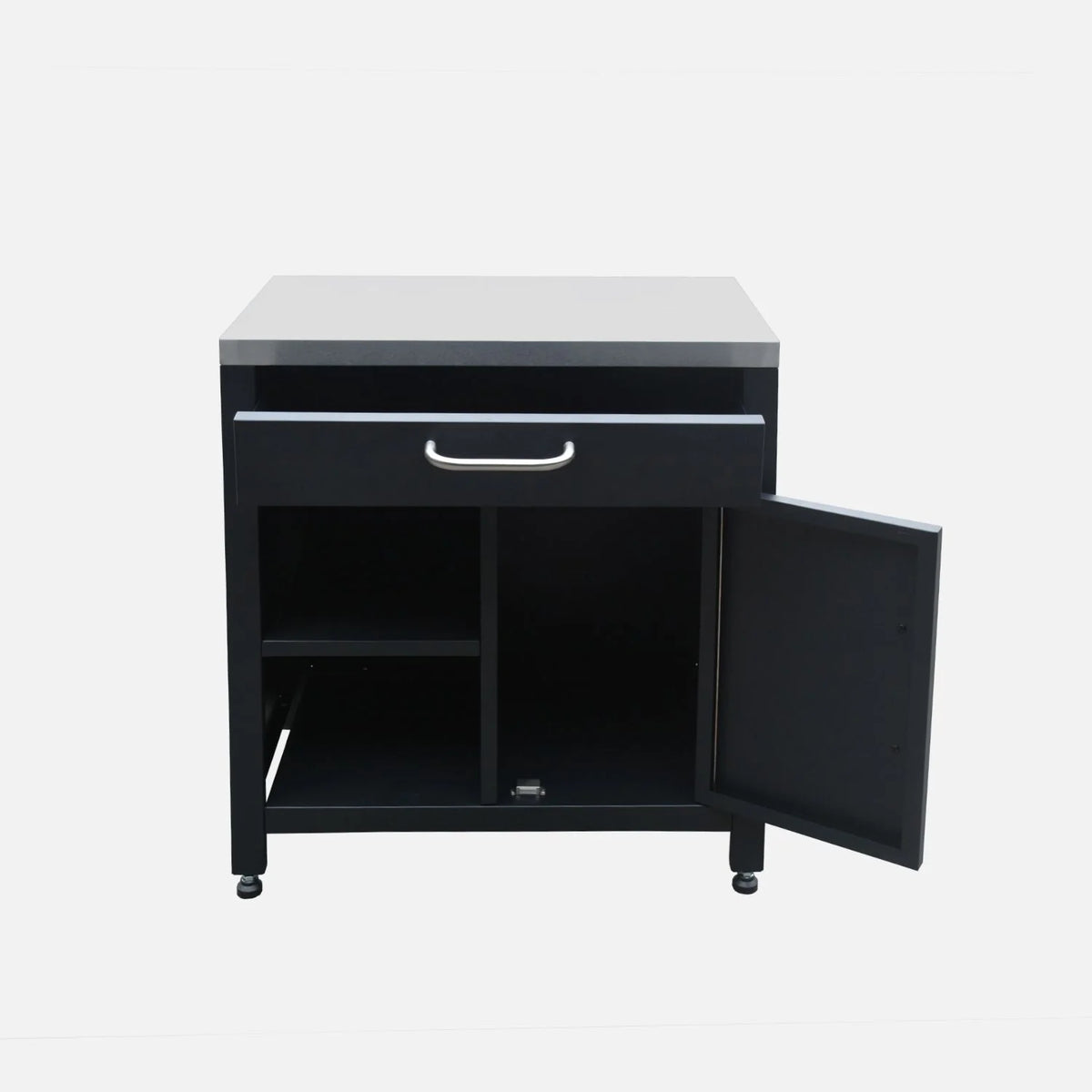 Cocina Exterior De Acero 1 Cajón Y 1 Puerta, 80cm, Negro