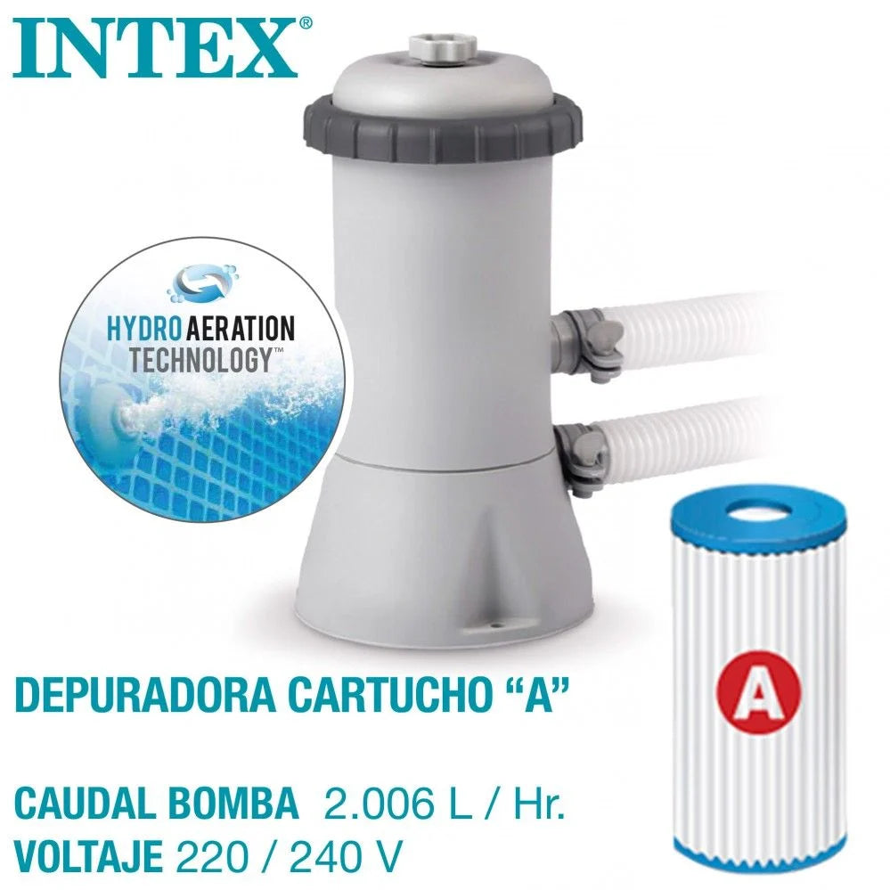 Piscina Desmontable Tubular Rectangular Pvc 450x220x84 Cm Azul Intex Con Depuradora