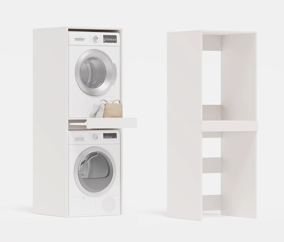 PLATAN ROOM Armoire pour lave-linge et sèche-linge avec plateau coulissant 187 x 65 x 66 cm blanc