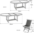 Happy Garden Salon de Jardin en Teck Lombok - Table Ovale Extensible - 8 Places
