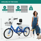 26 Adult Tricycle 3 Wheel Bikes 7 Speed Trike Bike