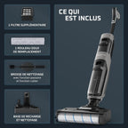 Rowenta X-Clean 4 Aspirateur Balai Laveur sans Fil, Aspiration et Lavage Puissant, Intelligent, Autonomie 50min, Autonettoyage GZ5036WO, Gris