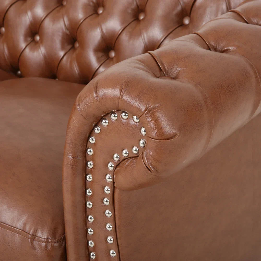 Nismaaya Cammie Chester 2 Seater Leather Sofa