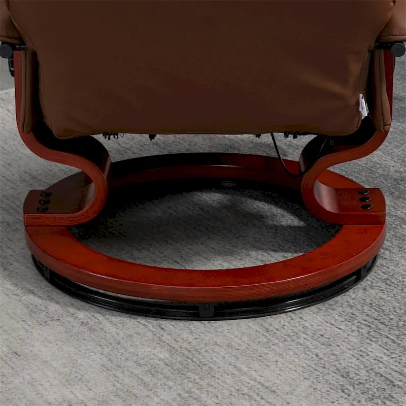 Leather Adjustable Swivel Lounge Chair with Footrest and Armrest