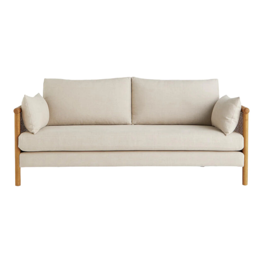 Manora 3 Seater Oak Wood & Rattan Sofa