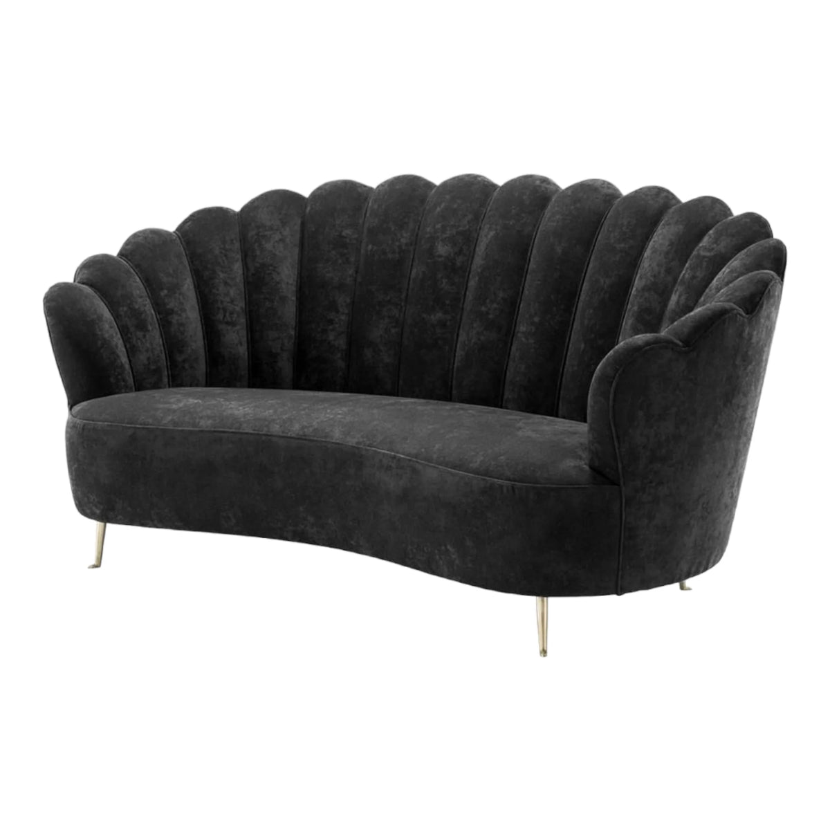 Nismaaya Adlai 3 Seater Black Velvet Sofa
