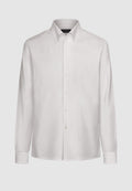 Chemise texturée à col souple en coton blanc
