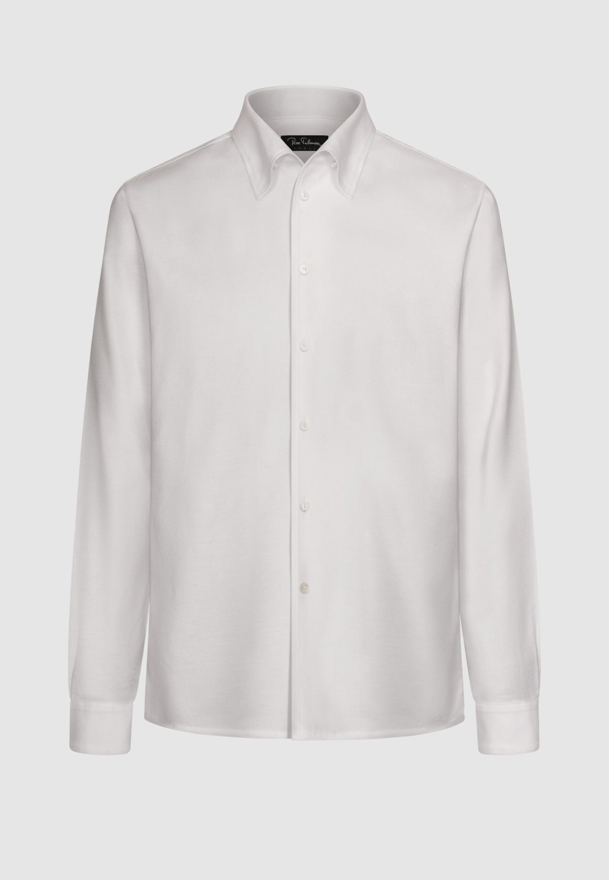 Chemise texturée à col souple en coton blanc
