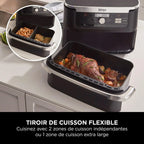 NINJA Foodi FlexDrawer Air Fryer 2 Compartiments Avec Séparateur Amovible, Grande Capacité 10.4L, Air Fryer 7-en-1, Max 240°C, Pièces Antiadhésives Amovibles Lavables Au Lave-Vaisselle, Noir