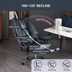 Silla de Oficina Alta y Ancha para 400 lbs, Silla Ejecutiva de Cuero con Respaldo Alto y Reposapiés, Silla Ergonómica con Soporte Lumbar para Aliviar el Dolor de Espalda Baja (Beige)